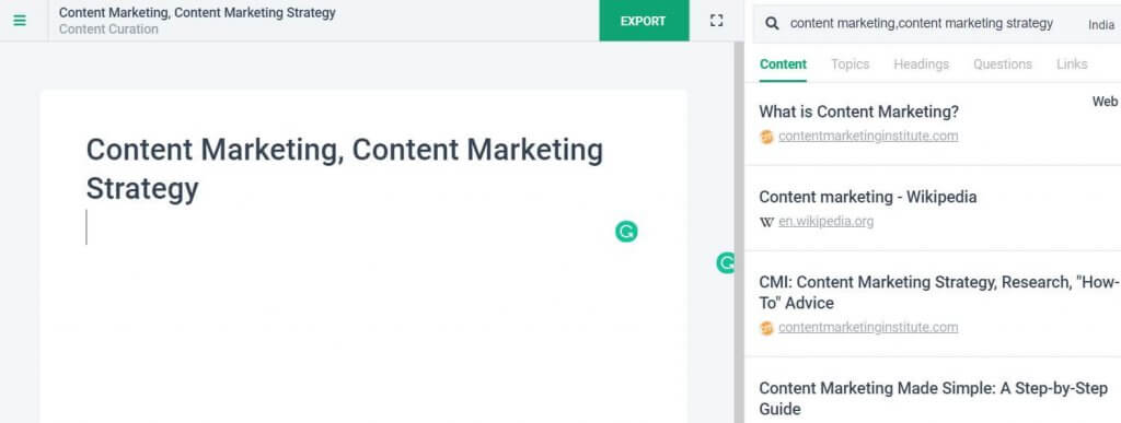 Content curation process using frase.io