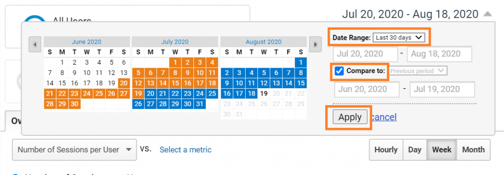 compare audience overview result