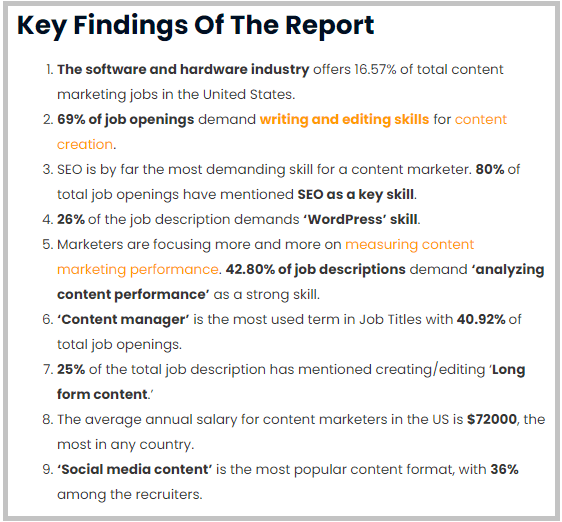 compile data or key findings of a report