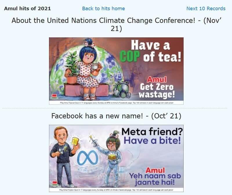 social media content from amul
