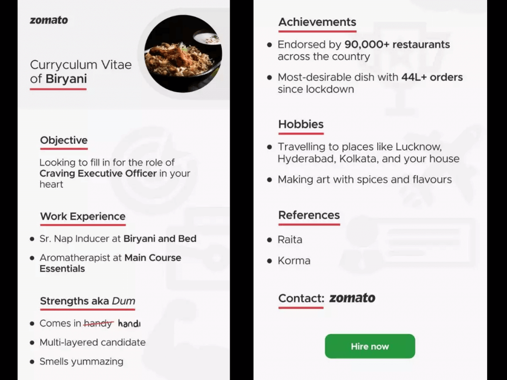 zomato content marketing example